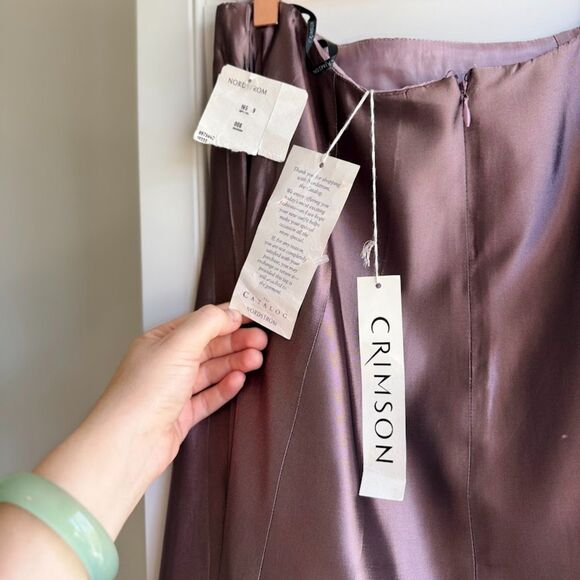 Vintage 90s Crimson by Lawrence Kurtz Taffeta Maxi Ball Skirt & Beaded Belt NWT - Picture 9 of 14